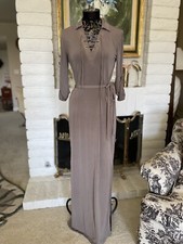 Calvin Klein Women’s Olive Green Stretch Jersey Maxi Dress Size 4 Belted Long