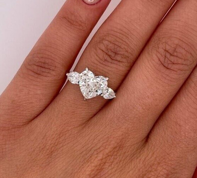 3.00 Ct Certified Heart Shape Diamond White Gold Finish Great Shine & Luster