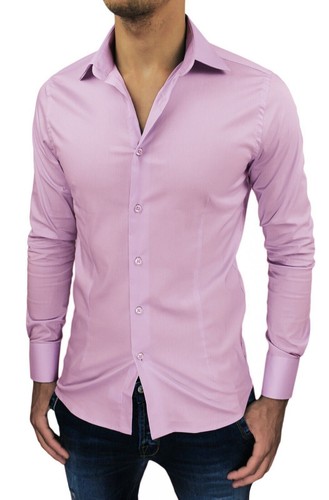 Camicia da Uomo Slim Fit Cotone Elasticizzata Manica Lunga Bianca Elegante L XL - Foto 13 di 52