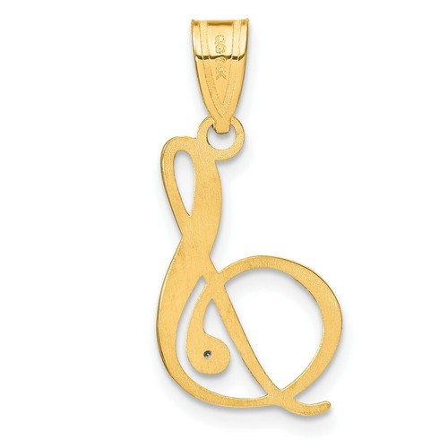 14K Yellow Gold Script Letter S Initial Pendant with Diamond - Picture 3 of 4