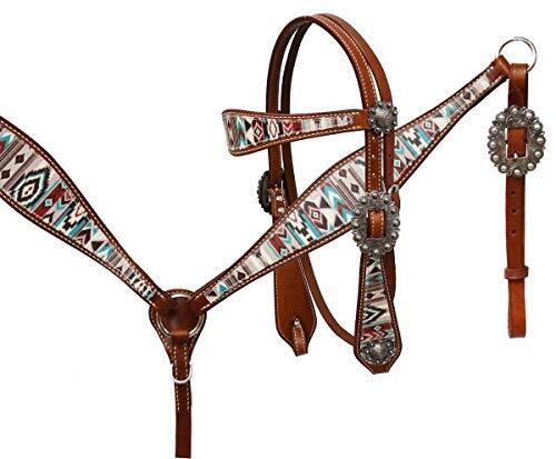Juego de cabezales y cuello de pecho multicolor con estampado de diamantes navajos Showman - Imagen 1 de 1