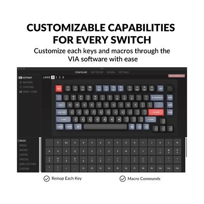 Keychron V1 Wired Custom Mechanical Keyboard Knob Version, 75