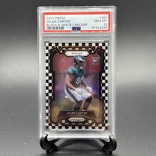 2023 Prizm NFL EAGLES JALEN CARTER BLACK N WHITE CHECKERBoard 381 GEM PSA 10 RC