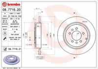 2X Brembo 08.7716.21 Bremsscheibe Hinten FüR Peugeot