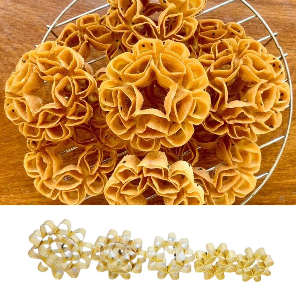 Thai Dessert Mold Dok Jok Brass Lotus Flowers Cookie Maker Cooking