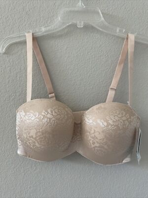 DELIMIRA Women s Bra 38D H310 Beige Strapless Underwire Smooth Lace Multiway NWT