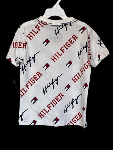 TOMMY HILFIGER Little Boys Mix Script Flag T-shirt Snow White Size 4 - Picture 4 of 7