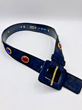 Vintage West Germany ESCADA Jeweled Black Suede Statement Belt SZ 40