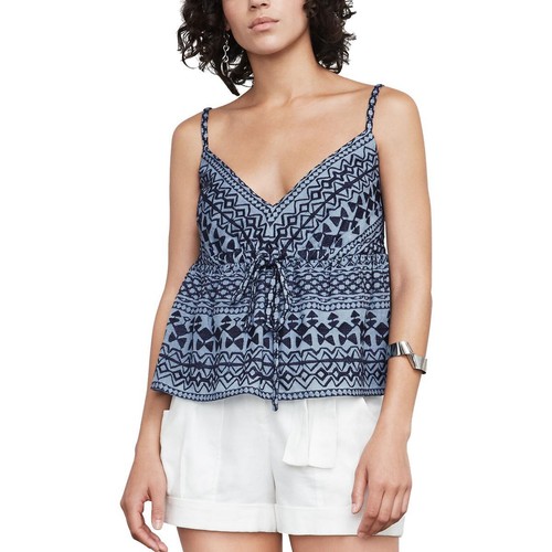 BCBGMAXAZRIA Women's Fit And Flare Peplum Top – 100% Cotton Tie-Strap Tank With Zipper Back - View #12