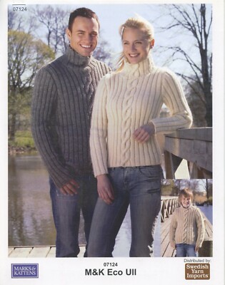 Marks & Kattens Knitting Pattern 07124 Sweater with a Braid - Men, Women, Child