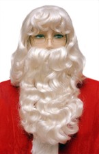 Santa Claus Set Super Deluxe White Wig  Beard With mustache Christmas 002Ex
