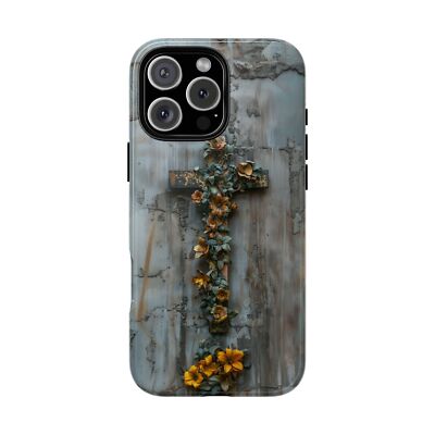 Phone Ink - iPhone | Galaxy | Pixel Case - Cross Floral Vines Gray