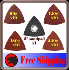 41 Pc Triangular Sanding Kit Oscillating Multi Tool Pad Fit Ryobi Ridgid Skil