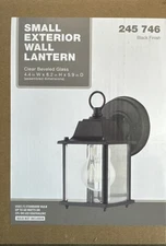 Hampton Bay 8.2” Black Outdoor Coach Wall Lantern Wet Locations Clear Glass