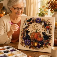 Halloween Ghost Pearl Art DIY Kit, Spooky Cute 3D Diamond Painting Crafts