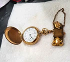 Waltham Full Hunter Gold Filled Pocket Watch White Arabic Dial Manual Chain