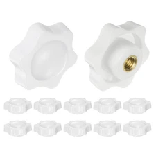 12pcs Star Knobs M6 Thread 38mm Head Non-Through Hole Brass Insert Knob White
