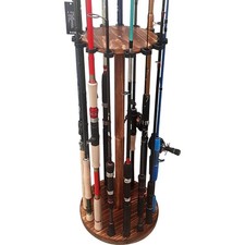 Fishing Pole Holders for Garage, Wooden Fishing Rod Rack, Floor Stand Holds u...