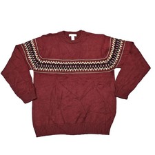 Vintage Retreat Sweater Wool Blend Men Red Large 90s Jumper