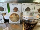 Coin Lot And More Jewelry Shot Glass With Penny Tokens Medals Mics… — photo 4
