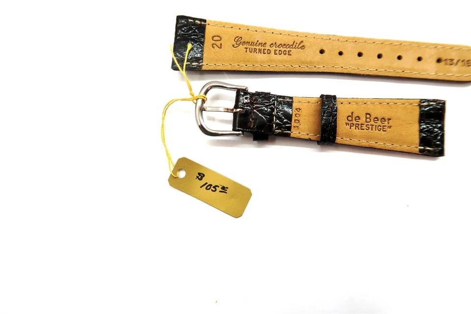 NUEVO Correa de Reloj DeBeer Prestige Paris Cuero Marrón Cocodrilo 20mm Nº 1004 406 Foto 4 de 4