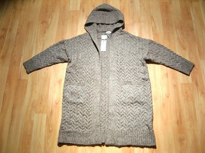 Only Strickmantel Strickjacke Cardigan Gr. XL Taupe meliert - Zopfmuster NEU !!