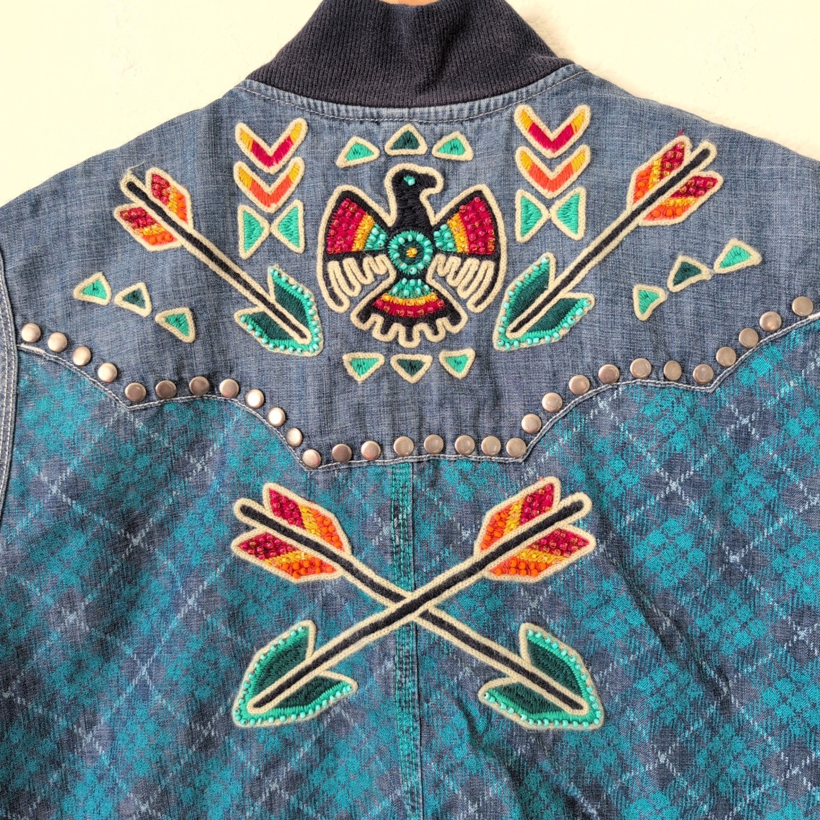 Double D Ranch Western Eagle Thunderbird Plaid De… - image 2