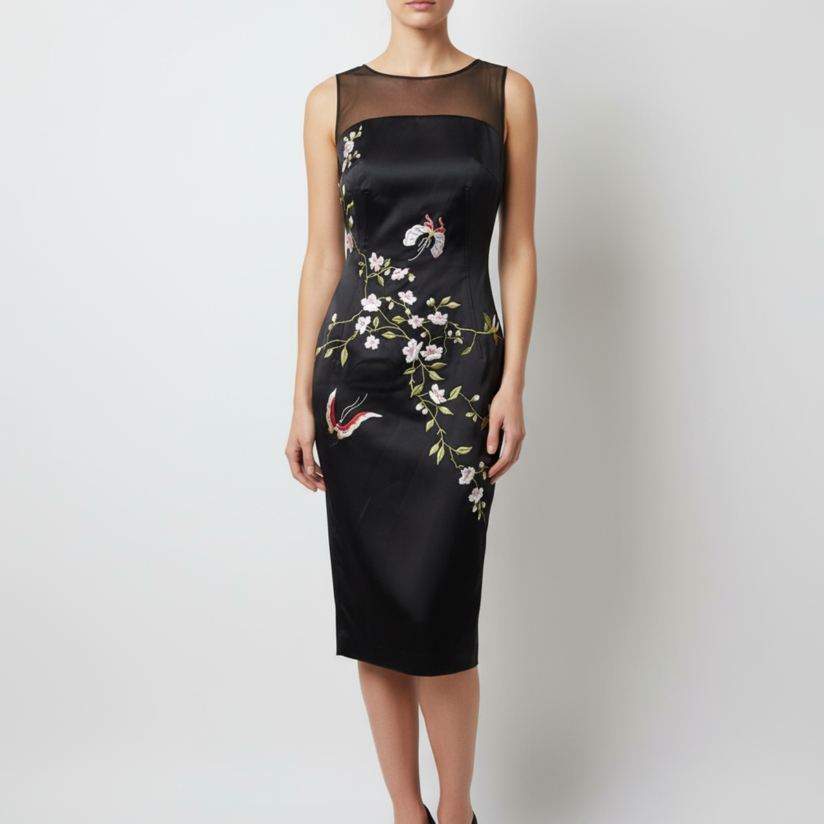 Mandalay | Vintage floral embroidered bird flower satin sheath cocktail dress 4 | eBay Mandalay | Vintage floral embroidered bird flower satin sheath cocktail dress 4 | eBay