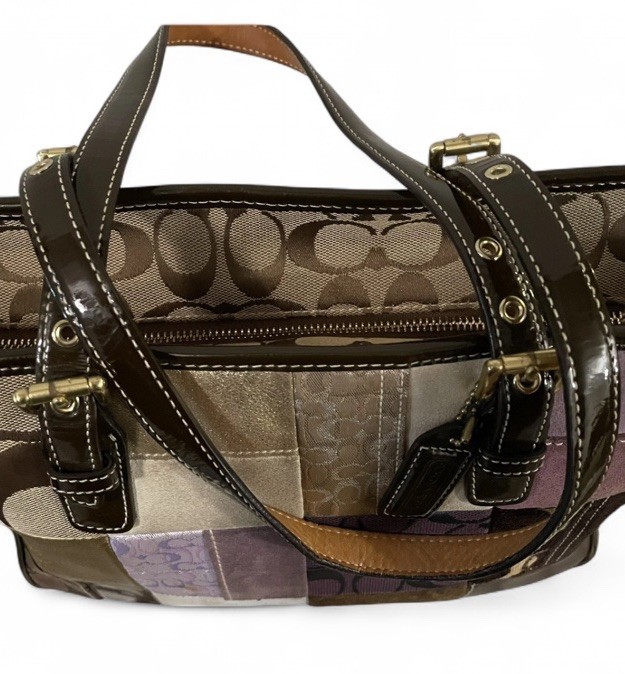Coach Patchwork Tote Vintage Y2K Boho Multicolor Suede Leather