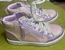 Size 2-Girls Skechers Shoutouts 2.0 Glitter Queen Sneaker Lavender