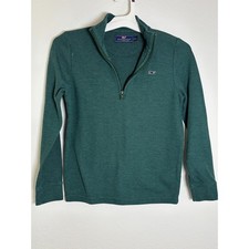 Vineyard Vines Boys Green Textured 1/4 Zip Pullover Sweater Size Medium 12-14
