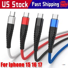 Type C USB A Fast Charging Charger Cable Cord For iPhone 15 16 Samsung S21 S20