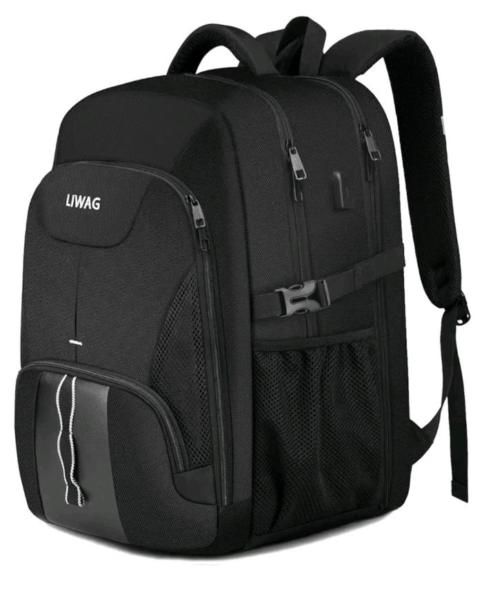 LIWAG Laptop Backpack, Black, 55L Capacity, TSA Friendly, USB Charging Port,...