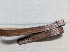 vintage USA made TOOLED handcrafted 40 buckle belt WESTESRN leather FLORAL