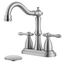Brushed Nickel Bathroom Sink Faucet, Stainless Steel Centerset Antique Bathro...