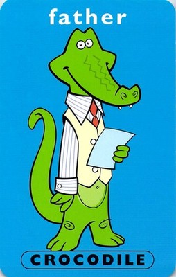 Vtg 2000 Y2K Father Crocodile Reptile Suit Swap Card Cute Zoo Animal's Workman