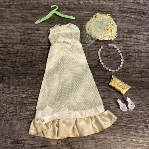 Vintage Francie Size 1960s Outfit Set -  Green Evening Dress Lot - Shoes, Purse