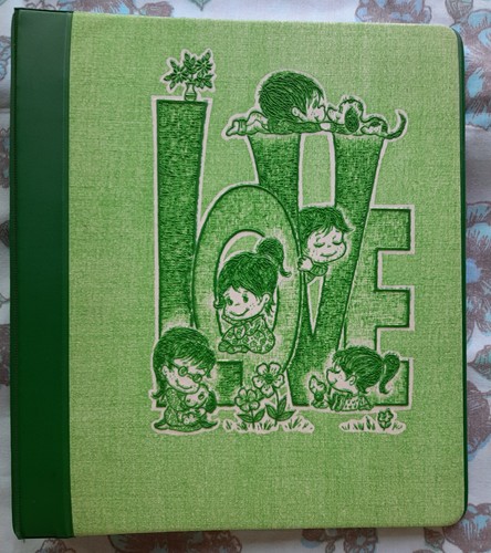 Vintage 70's Love Is ... Binder Original Cartoon Kim Casali K&M Co Green Vinyl