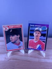 1985 Fleer Roger Clemens #155 (RC) and 1989 Randy Johnson Donruss #42  (RC)
