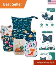 6 Pack of Leak-Proof Baby Cloth Diaper Covers with Wet Bag - Safe  Adjustable