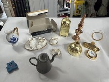 Vintage Dollhouse Kitchenware China Set Beautiful Blue Pitcher Iron Decor.