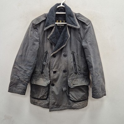 Barbour Holton Wax Waterproof Navy Country Double Breasted Jacket Coat Small