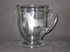 NEW ETCHED CHESAPEAKE BAY RETRIEVER GLASS COFFEE HOT CHOCOLATE HANDLED MUG