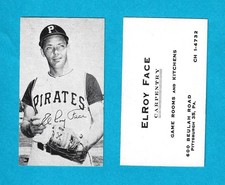 ELROY FACE CARPENTRY BUSINESS CARD PITTSBURGH PIRATES