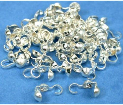 50 Bead Tips Clamshell Silver Plated Bead Stringing Parts