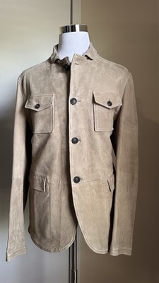 NWT $6500 Giorgio Armani Men s Suede Jacket Blazer taupe-beige 44 US/54 Eu Italy