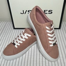 NEW in Box JSlides Nubuck Leather Lacee Sneakers Rose Pink Lace Up Women US 7.5
