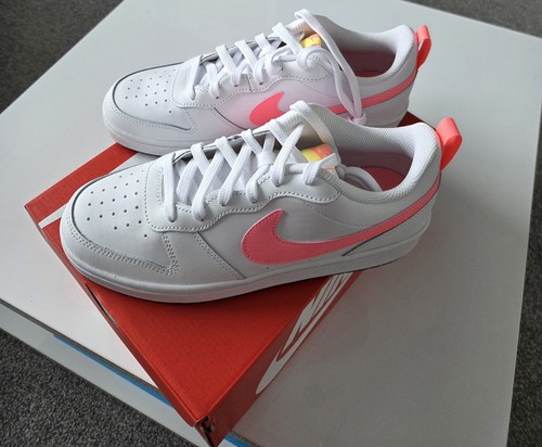 Nike Court Borough Low 2 (GS) Unisex Kids Trainers White/Pink UK 6 EU 40