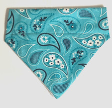Over Collar SlideOn Pet Dog Cat Bandana Scarf TURQUOISE BANDANA SMALL/ MED