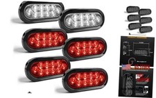 " Oval Smoked Lens LED Trailer Tail Light Kit,4 Red 2 6 Inch 6 4Red 2White